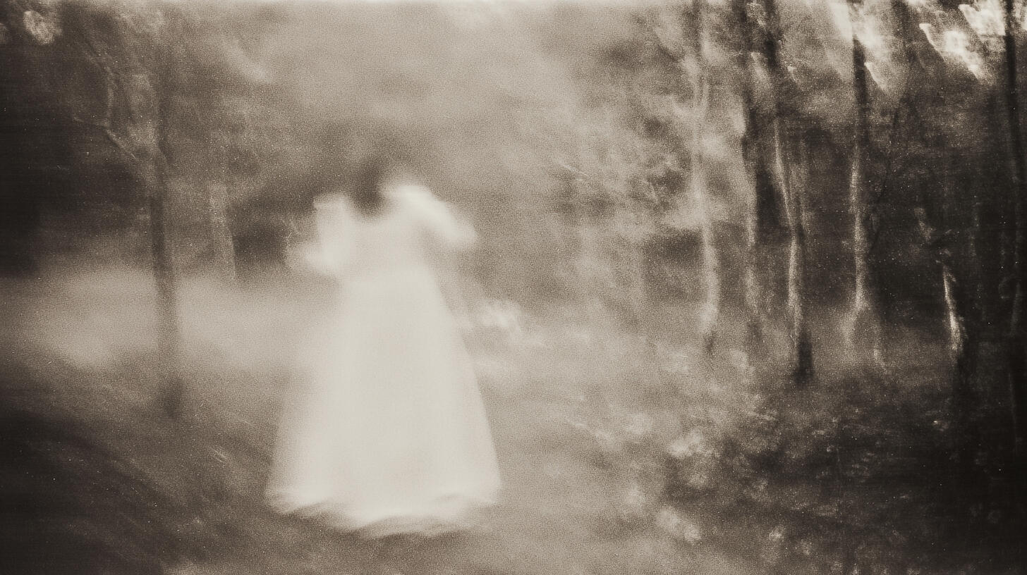 Woman in Dark Forest, 2025. Pigment print, 30 × 40 cm