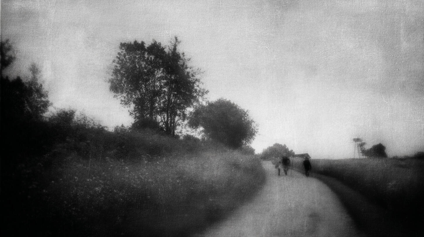 Farmers on a Path, 2025. Pigment print, 30 × 40 cm